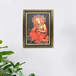 Puja N Pujari Lord Sri Raghavendara Swamy Wall Hanging Photo Frame for Pooja (14.5 X 11.5 Inch)