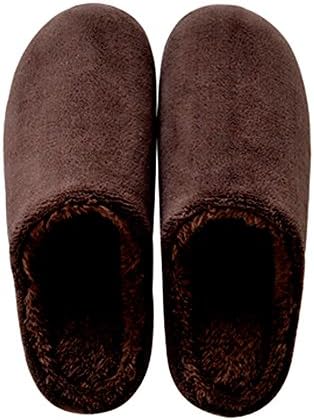 Buzede Japanese Style Cotton Soft Men Indoor Waterproof Thick Slippers For Wooden Floor Non-Slip Couple Home Brown