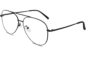 GQUEEN Pilot Stil Fake Brille Ohne Stärke Damen Herren Retro Metallrahmen UV400