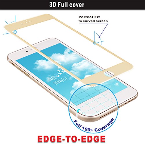 iPhone 7 Plus Panzerglasfolie, ZXK CO 2 Stück Ultradünn 3D Full Screen 99% durchsichtiger Displayschutzfolie Panzerglas Schutzfolie Schutzglas 9H Hartglas für iPhone 7 Plus – Gold 3D Round edge - 6