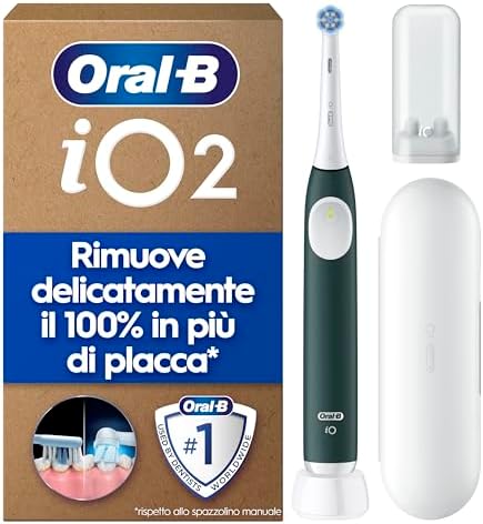 Oral-B iO 2 Spazzolino Elettrico, 1 Testina di Ricambio, Custodia, Verde