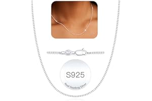 ZHESHY Argent Sterling 925 Collier Pour Femmes Chaîne Argent Largeur 0.8/1/1.3mm Collier Sans Pendentif Fine Chaîne En Argent Collier Ras Du Cou Pour Femmes Hommes Bijoux Cadeaux 40/45/50/55cm