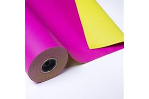 PAKOT | Bobina Papel de Regalo Kraft Verjurado Fucsia/Verde Lima - Rollo 70CM X 100M - Papel Doble Cara