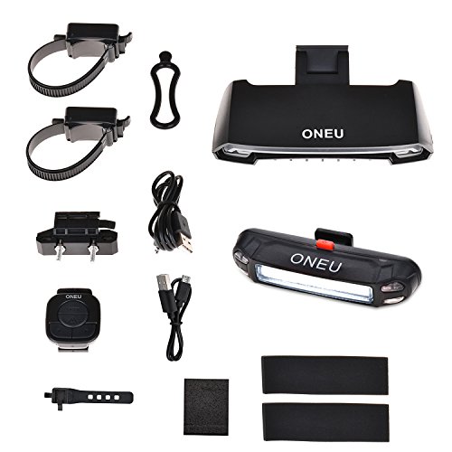 ONEU LED Fahrradlicht Sets,Frontlichter & LED Fahrrad Rücklicht Intelligent LED Fahrradbeleuchtung Wasserdicht Lion Wiederaufladbare Fahrradlicht mit Funk-Fernbedienung Blinklicht Indikatoren - 4