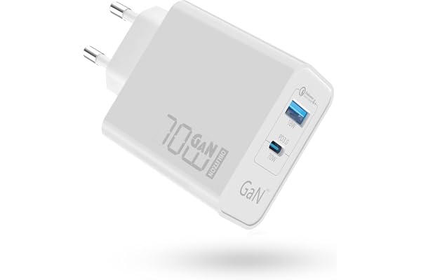 70W USB C Chargeur Rapide, 2 Ports PD GaN Chargeur Adaptateur Type C pour MacBook Pro/Air, Dell XPS 15, Google Pixel, iPhone 14/13, iPad Pro, Samsung Galaxy S22/S21