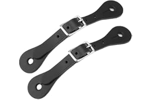 Zerodis Spur Strap, 1 Pair Handmade Leather Equestrian Spur Strap Cowboy Outfit Boots(black)