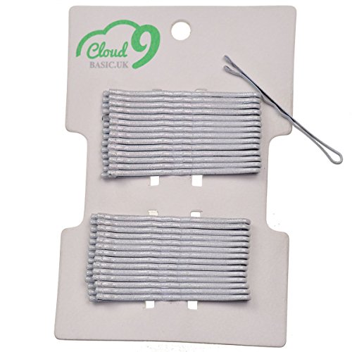 30pcs 48mm (1.8" inch) traditional metal bobby kirby wavy grips/ pins, Silver Grey