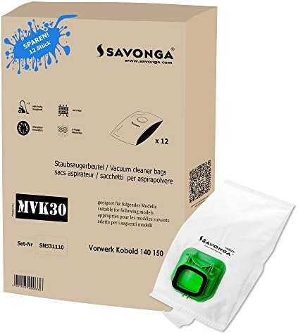 Savonga 150 12 from 5 Layer Microfibre Vacuum Cleaner Bags for Vorwerk Kobold VK140 VK150
