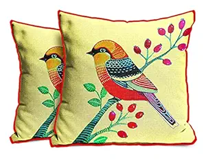 DreamVio Jute Exclusive Decorative Throw/Pillow Covers, Cushion Covers for Living Room, Bed Room, Sofa,Chairs Pack/Set of 2 (Multicolour, Size 12 x 12 Inches)