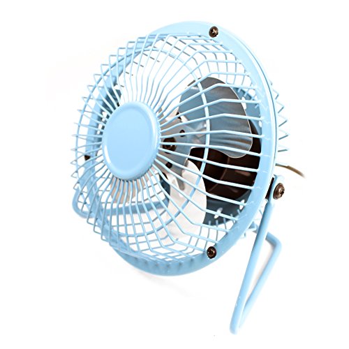 Aluminium 4″ Portabel USB Schreibtischventilator – BLAU – Transpotrabel Retro USB Desk Fan / USB VENTILATOR / TISCHVENTILATOR (4 ZOLL) für Die Tisch / Schreibtisch - 2