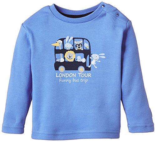 SALT AND PEPPER Baby Boys NB Longsleeve On Tour print Plain Crew Neck Long Sleeve Shirt, Blue (soft Blue 430), 3-6 Months (Manufacturer size: 68)
