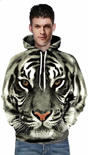 3D Hoodies Men Tiger Lion Leopard Sweatshirt Casual Harajuku Couple's Pullover Women Men's Hip Hop Animal Hoodie Tiger 1 M