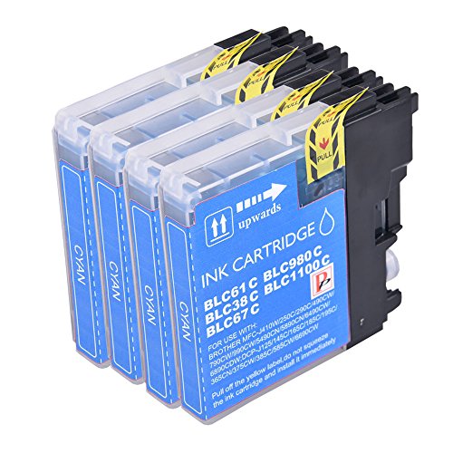 4 Cyan PerfectPrint Kompatible Tintenpatrone ersetzen LC1100 LC980 LC 1100 LC 980 Für Brother MFC-250 C 255CW 290 C 295CN 297 C 790CW 490CN MFC-5490CN MFC-5890CN MFC-795CW MFC-6490CW MFC-6890CDW MFC-990CW DCP-145 C DCP-163 C 165 C DCP-167 C DCP-185 C DCP-195 C DCP-365CN D