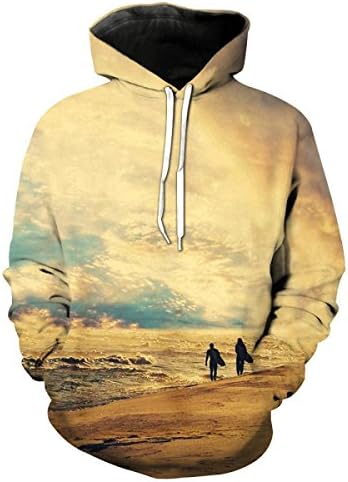 Mens Womens Hoodies 3D Prints Sea Beach Sweatshirt Full Sleeve Jumper Top Casual Work Leisure Sport Sweater Pull Over Large Size,OneColor-M