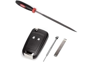 IMPULSFOTO Bladeless Vauxhall Style Two Button flip Key case with pin Removal Tool and Needle File for Easy Key Repair