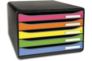 Fichero cajones sobremesa exacompta big-box plus iderama arlequin 5 cajones apaisado multicolores