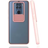 Elfia Xiaomi Redmi Note 9 ile Uyumlu Silikon Mat Renkli Kamera Lens Korumalı Kılıf, Pembe A&ccedil;ık