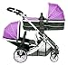 kidz kargo Duellette 21 BS Combi Twin Tandem Pushchair Silver Chassis (Magenta Pink)