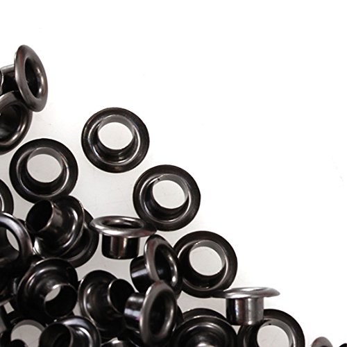 100pcs Weinlese Messingmetallöse Durchführungstülle für Leder Craft 4mm Silber Ton Schwarz - 4