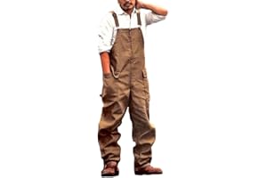 Tomwell Herren Latzhose Retro Jumpsuit Overalls Einfarbig Slim Fit Cargo Hose Trainingsanzug Freizeithose Sporthose Einteiler Arbeitshose