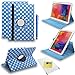 Produktbild Samsung Galaxy Note Pro 12,2-Zoll-Screen - Smart Wallet Leder Flip Design Stand-Fall-Abdeckung + Touch Pen Stylus + Screen Protector + Reinigungstuch (Polka Baby Blue)