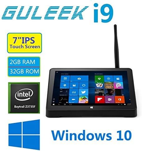GULEEK i9 Tablet Mini PC Windows 10 Desktop Computer with 7 inch Ips Touch Screen Quad Core Intel Bay Trail Cr Atom Z3735F 2GB Ddr3l Ram 32GB Emmc Rom Wifi 2.4GHz Bluetooth 4.0