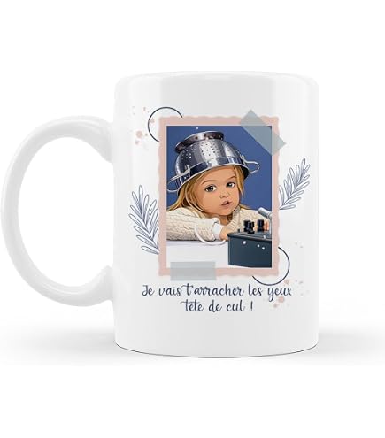 Mug Humour Décalé « J’vais T’arracher Les Yeux Tête De Cul » – 350 Ml – Céramique – Neuf