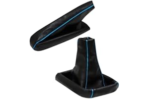 AERZETIX: Cuffia leva cambio e freno a mano in pelle sintetica nero/blu