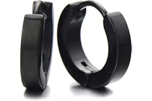 COOLSTEELANDBEYOND Anneau Boucles d'oreilles Charnière - Créoles - Boucles d'oreilles pour Homme Femme - Acier - 1 paire