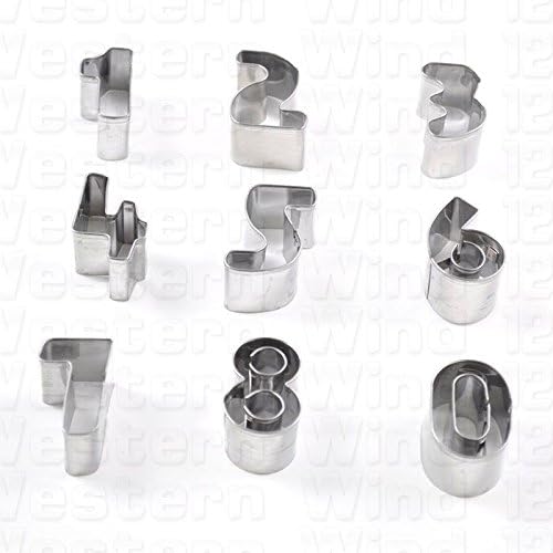 Larger 1-10 Number Fondant Icing Cutter Set 9 Piece Cake Decorating Mold (Stainless Steel Numeric)