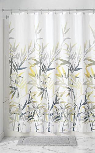 mDesign Duschvorhang anti-Schimmel - 183 cm x 183 cm - Dusch- & Badewannenvorhang (gelb / grau) - Duschvorhang wasserabweisend - 12 verstärkte Metallösen