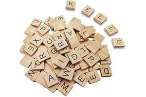 LoengMax Lot de 500 lettres en bois pour Scrabble