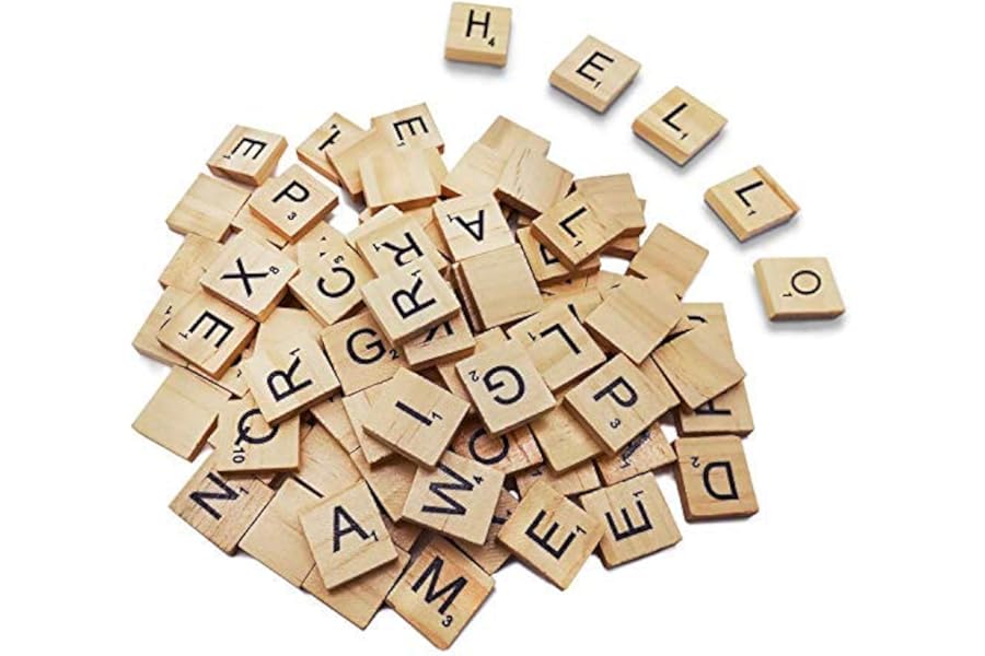 LoengMax 500PCS Wood Letter Tiles - Wooden Scrabble Tiles for Crafts & DIY Gift Decoration