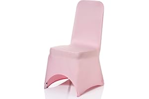 Trimming Shop Spandex Baby Pink Chair Cover Stretch Fabric Removable Washable Protective Slipcovers for Weddings Banquets Ceremony Hotel Dining Parties Décor, 1pc