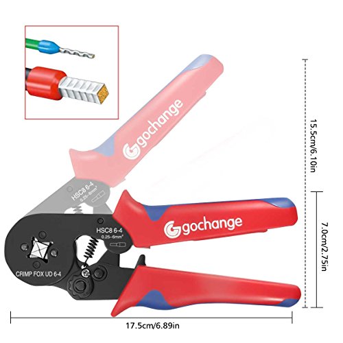 0.25-6.0mm² Selbstjustierende Draht-Ferrule Crimpzange Set, GOCHANGE Zwinge Klemmzange Abisolierzange Automatisches Crimpwerkzeug für isolierte, unisolierte Drahtseil-Ratschenkabelschuhe - 2