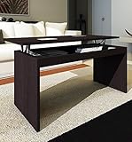 HOGAR24 - Mesa de centro elevable Lima wengue con cristales contrastados en blanco