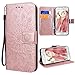 Produktbild VemMore Kompatibel für Samsung Galaxy S6 Hülle Handyhülle Schutzhülle Leder PU Wallet Flip Case Bumper Lederhülle Ledercase Blumen Muster Klapphülle Ultra Slim Dünn Klappbar Magnetisch - Rose Gold
