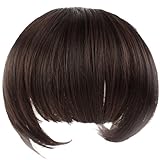 Leegoal Girls Fashion False Bang Neat Fringe Hairpiece Clip in Hair Extensions,Dark Brown