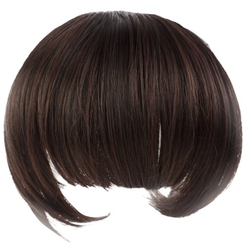 Umiwe(TM) Girls Fashion False Bang Neat Fringe Hairpiece Clip in Hair Extensions,Dark Brown With Umiwe Accessory