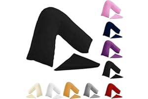 BuzzBuy Funda de almohada en forma de V, 100 % polialgodón, soporte de espalda y cuello, ortopédica, embarazo/lactancia, solo funda de almohada en V (negro)