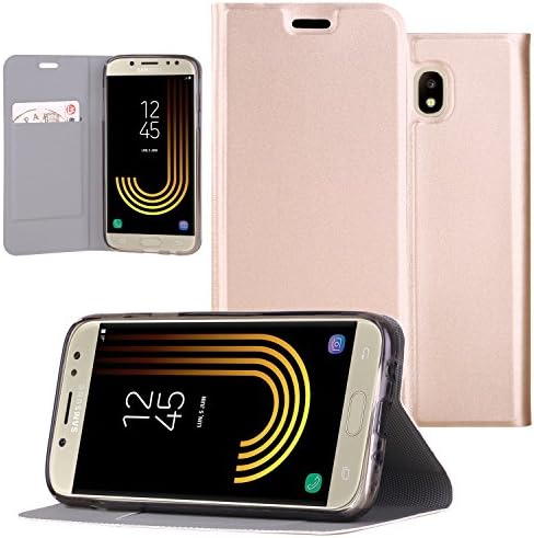 Samsung Galaxy J7 (2017)Case, Premium PU Leather Wallet Flip Protective Case Cover with Card Slot and Stand for Samsung Galaxy J7 2017 - Gold
