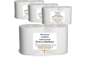 NOBILE LOVELYCARE 8 Rotoloni carta asciugatutto industriale bobina 800 strappi x 8 totale 6400 strappi pura cellulosa tipo pesante 2 VELI uso alimentare assorbitutto confezione da 8 ROTOLI