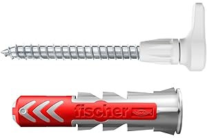 fischer 564168 Angle, zestaw składający się z 25 śrub z hakami kątowymi i kołkami DuoPower 6 x 30, śruby do płyt wiórowych z haczykami, elastyczne haki śrubowe do montażu w wielu materiałach