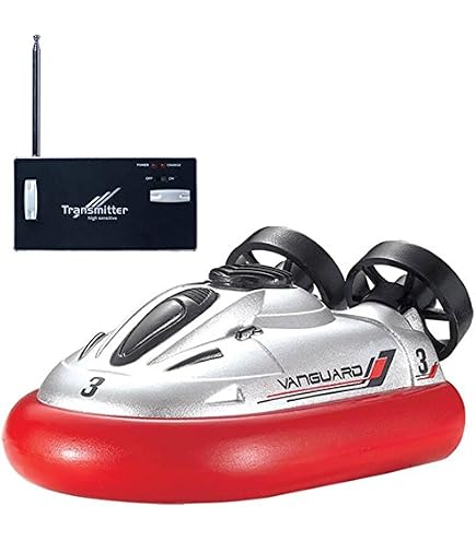 Aéroglisseur RC Carson Hovershark 2.4G - Bateau Télécommandé Pour Eau Et Sol - Vitesse 25km/h, 15min Autonomie - Bleu/Orange