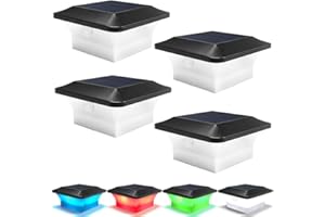 ‎GEYUEYA HOME 4 pcs Solar Pfostenkappen, GEYUEYA Home 36LED Solarpfosten Kappen Licht mit Bewegungssensor, Zaunpfosten Lampe Solar Säulenlampe Landschaft Lampe IP65 Wasserdicht Innenmaß von 10x10cm (RGB+Kaltesweiß)