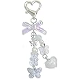 cioatu Cute Keychain Aesthetic Y2K Keychain Accessories Heart Butterfly Strawberry Bear Key Chain for Keys Bags Women Gifts