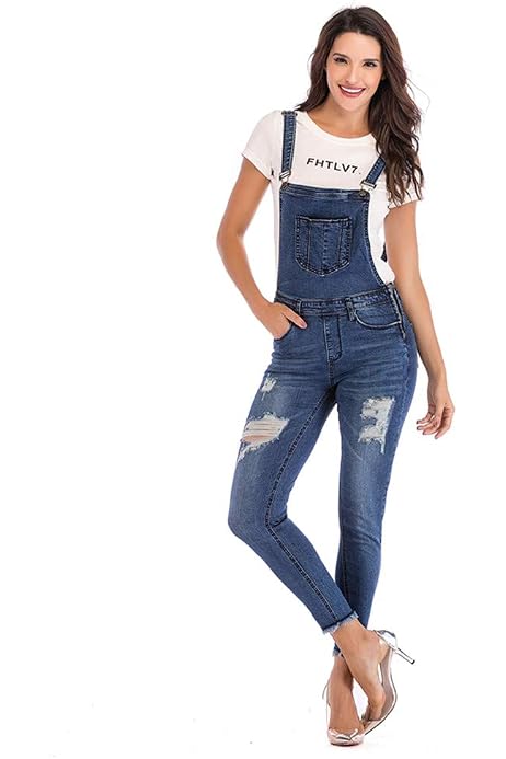 Janjunsi Womens Washed Distressed Jeans 