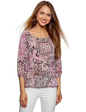 oodji Collection Damen Druckbluse aus Chiffon