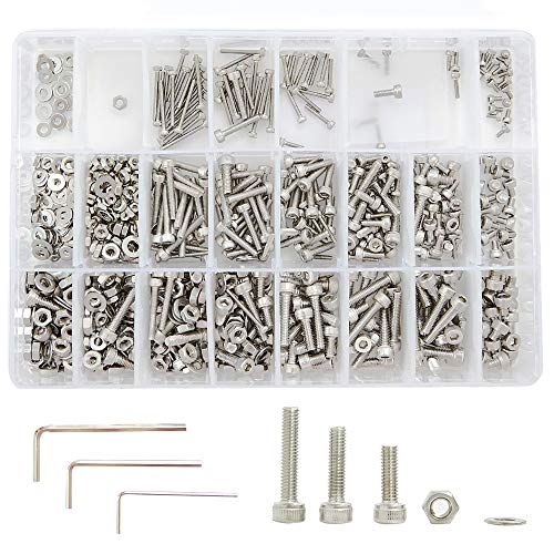 Preisvergleich Produktbild Littleduck Sechskantschrauben aus Edelstahl, mit Flachkopfschrauben, Dichtungsscheiben, M2 M3 M4 Sortiment