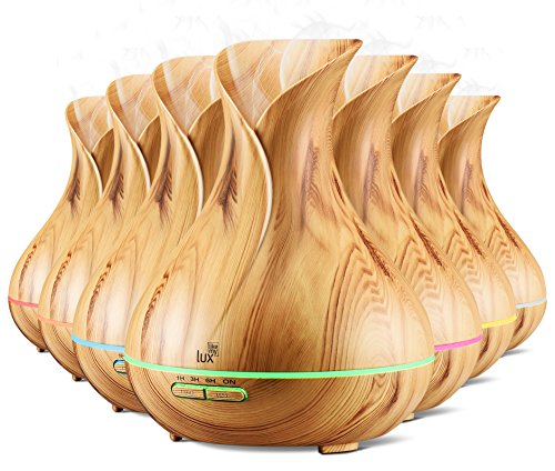 Aroma Diffuser 400ml Likemylux Luftbefeuchter Ultraschall Duftzerstäuber für Öl Aromatherapie in Holzmaserung mit 7 Led Farben inklusive Zeit Timer mit automatischer Abschaltfunktion | 2 Jahre Garantie | Holzoptik Hell - 7